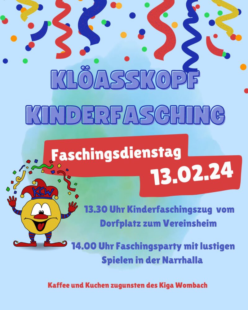 Klöassköpf-Kinderfasching im Vereinsheim